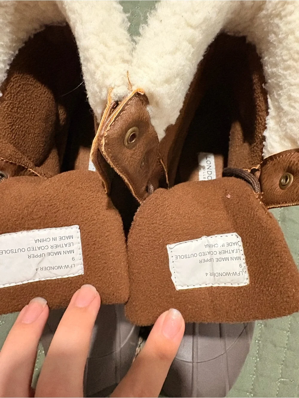 London Fog Brown Sherpa-Lined Lace-Up Boots